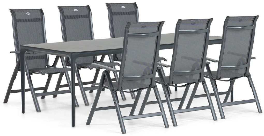 Tuinset 6 personen 220 cm Aluminium/textileen Grijs Hartman Alice/Cesar