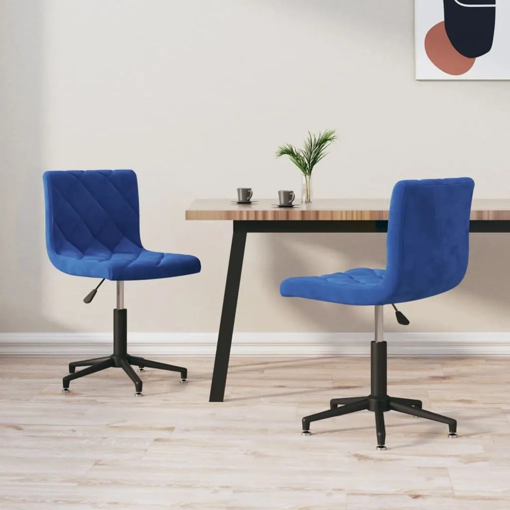 vidaXL Eetkamerstoelen draaibaar 2 st fluweel blauw