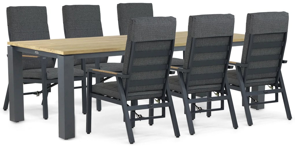 Tuinset 6 personen 240 cm Aluminium/teak Grijs Lifestyle Garden Furniture Marseille/Riviera