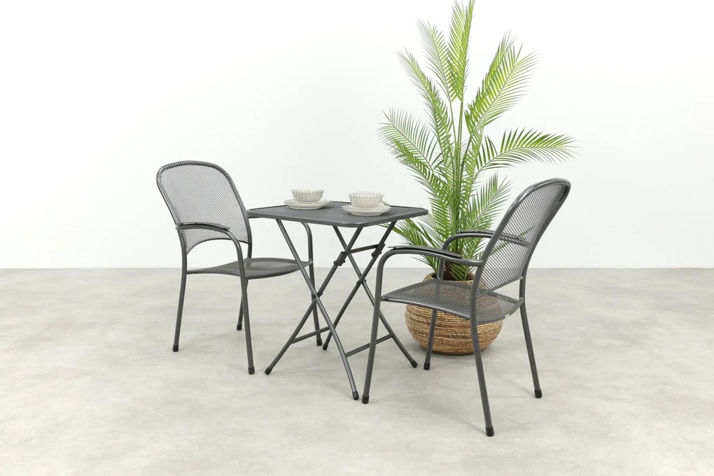 Royal Garden Carlo stapelbare balkonset 3-delig strekmetaal 60x60 cm.