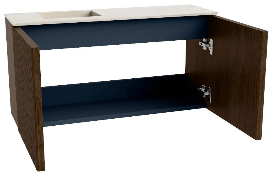 Mondiaz Joya DLux 80cm toiletmeubel walnut met wastafel faye links 1 kraangat meli