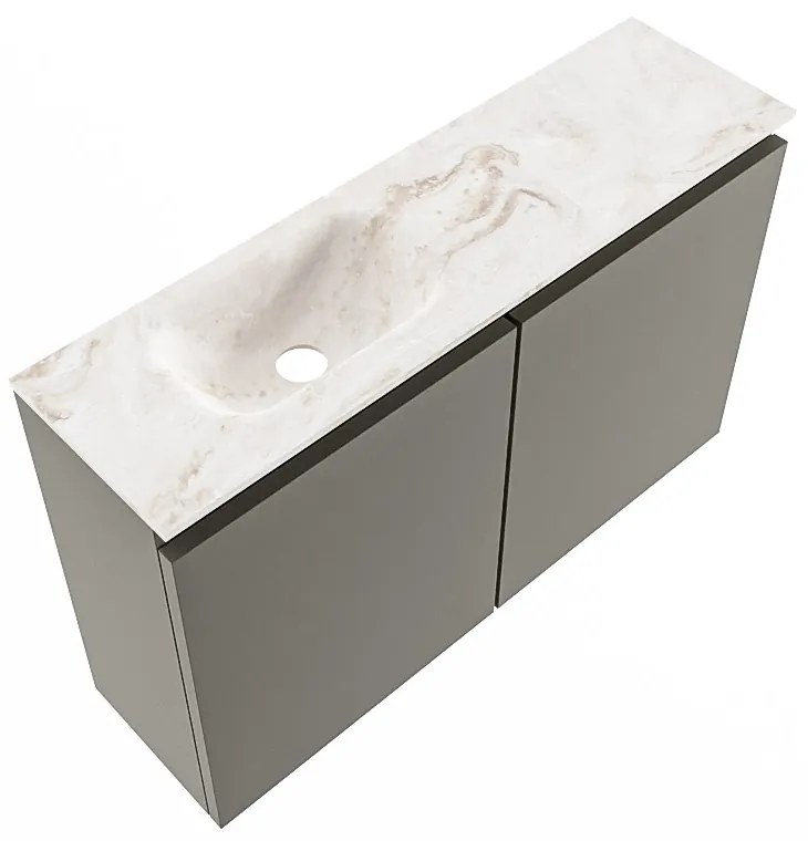 Mondiaz Ture DLux toiletmeubel 80cm smoke met wastafel frappe links zonder kraangat