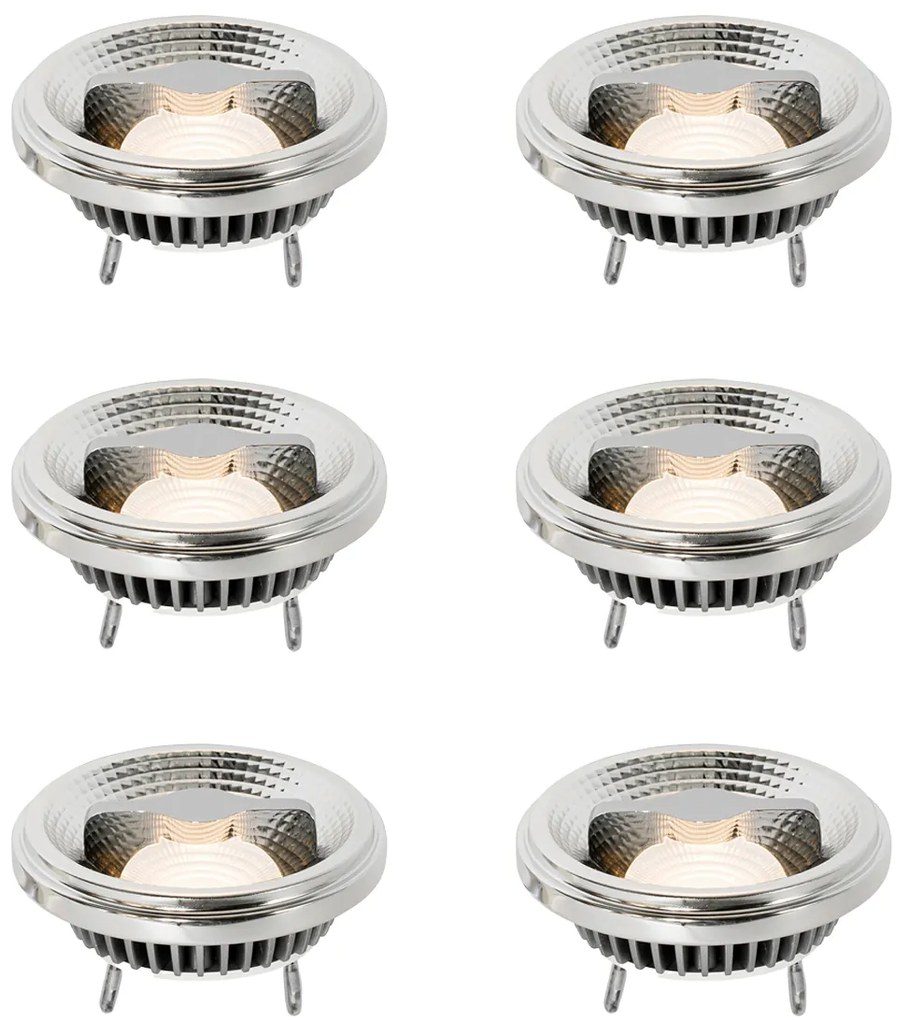 Set van 6 G53 dimbare LED lampen 111mm 12W 600 lm 2700K