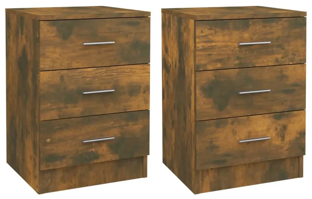 vidaXL Nachtkastjes 2 st 38x35x56 cm bewerkt hout gerookt eikenkleurig