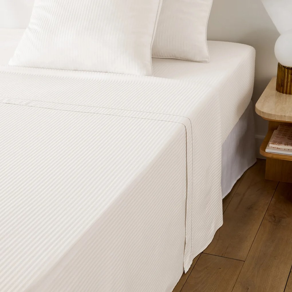 Blanco satijnen katoenen laken, 153 draden, Gestreept Opaal