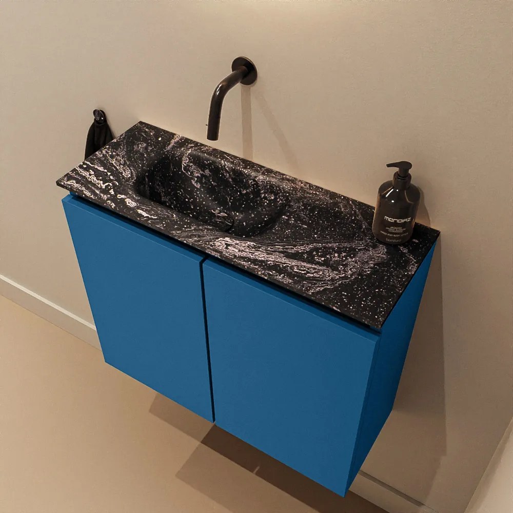 Mondiaz Ture DLux toiletmeubel 60cm jeans met wastafel lava links zonder kraangat