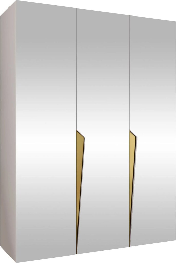 Kledingkast Hartford 614, Gouden, Wit, 202x150x52cm, 104.8 kg, Kledingkast deuren: Met scharnieren