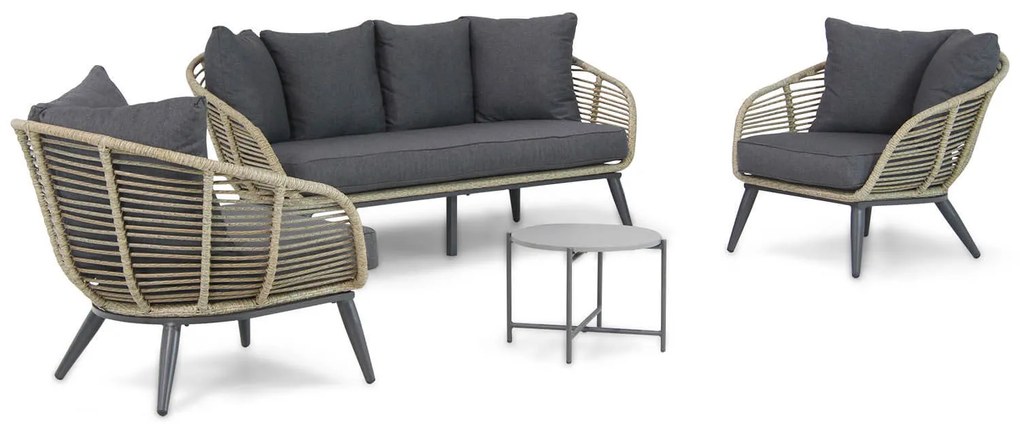 Stoel en Bank Loungeset 5 personen Wicker Taupe  Coco Coco Leonardo