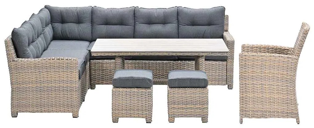 Garden Impressions Alaska lounge dining set 6-delig links - light teak vironwood