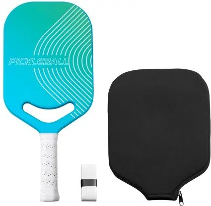 VEVOR Pickleball-racket met Aero-Throat, T700-koolstofvezeloppervlak en honingraatkern, Pickleball-racket met verhoogde kracht, controle en spin, Pickleball-racket voor volwassenen, blauw + groen