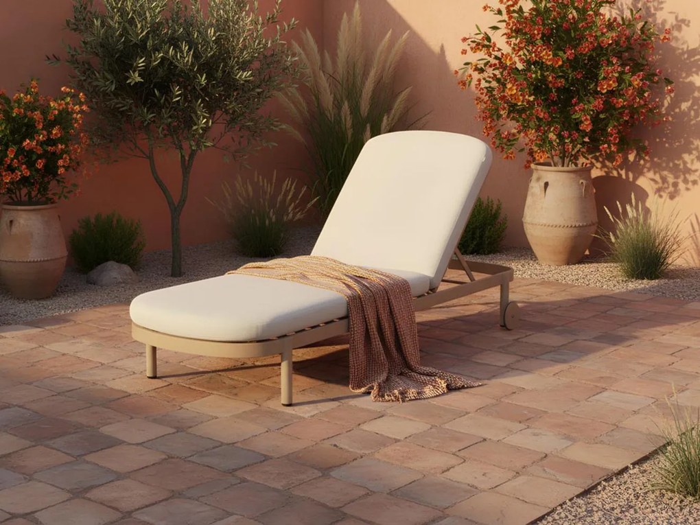 Verstelbaar ligbed Hartman  | Aluminium | Taupe - Naturel - Bruin | Ligbed met wiel | Ligstoel tuin | Strandbed  | Kees Smit Tuinmeubelen