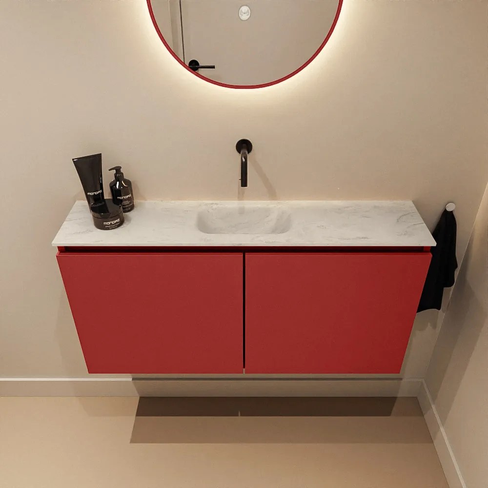 Mondiaz Ture DLux toiletmeubel 100cm fire met wastafel opalo midden zonder kraangat