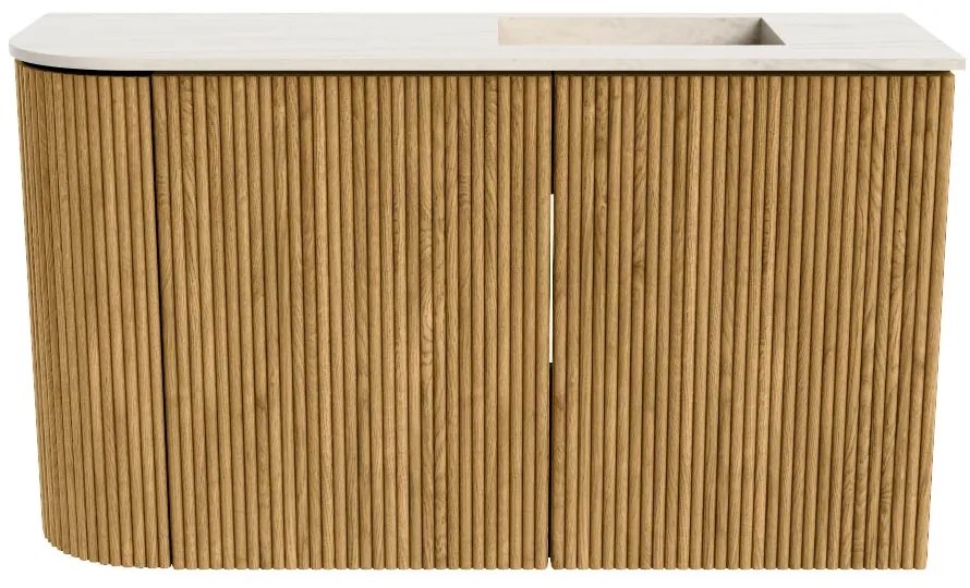 Mondiaz Joya DLux 70cm toiletmeubel ronding links oak met wastafel faye rechts 1 kraangat meli