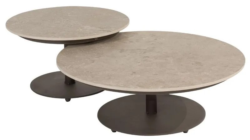 4 Seasons Outdoor Boaz loungetafel terre met blad Ø 80 cm (H 30 cm) SALE Loungetafel bruin weerbestendig