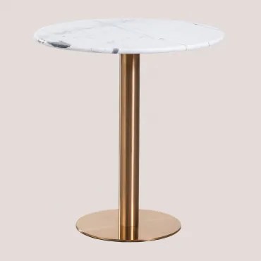 Ronde Bartafel Van Natuurlijk Steen Xiren Guangxi Wit Marmer - Geborsteld Roségoud & Ø70 Cm - Sklum