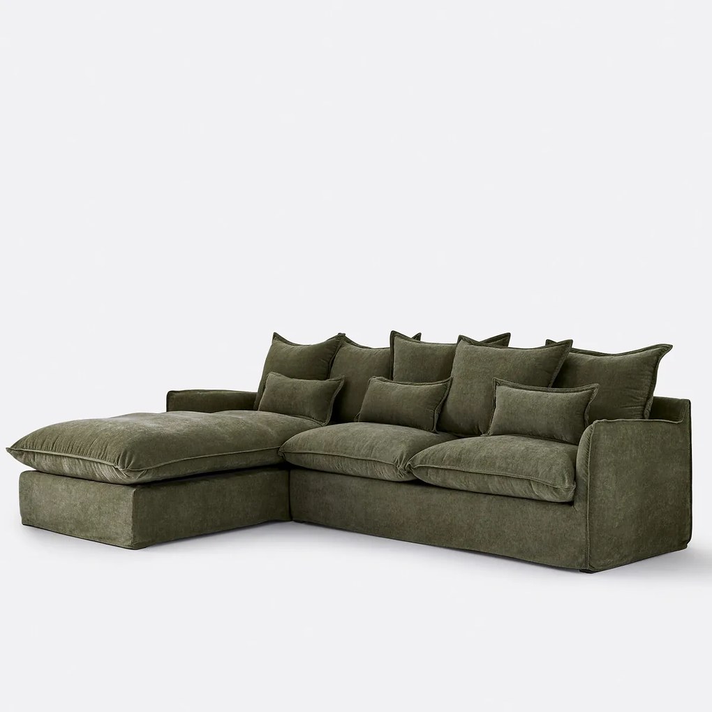 Hoekbank links, omvormbaar, afneembare hoes, 4-zits, gemêleerd polyester, ODNA