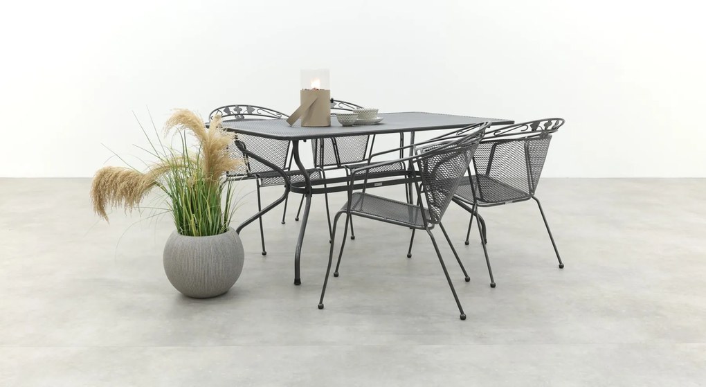 Royal Garden Elegance stapelbare tuinset strekmetaal 160x90 cm.