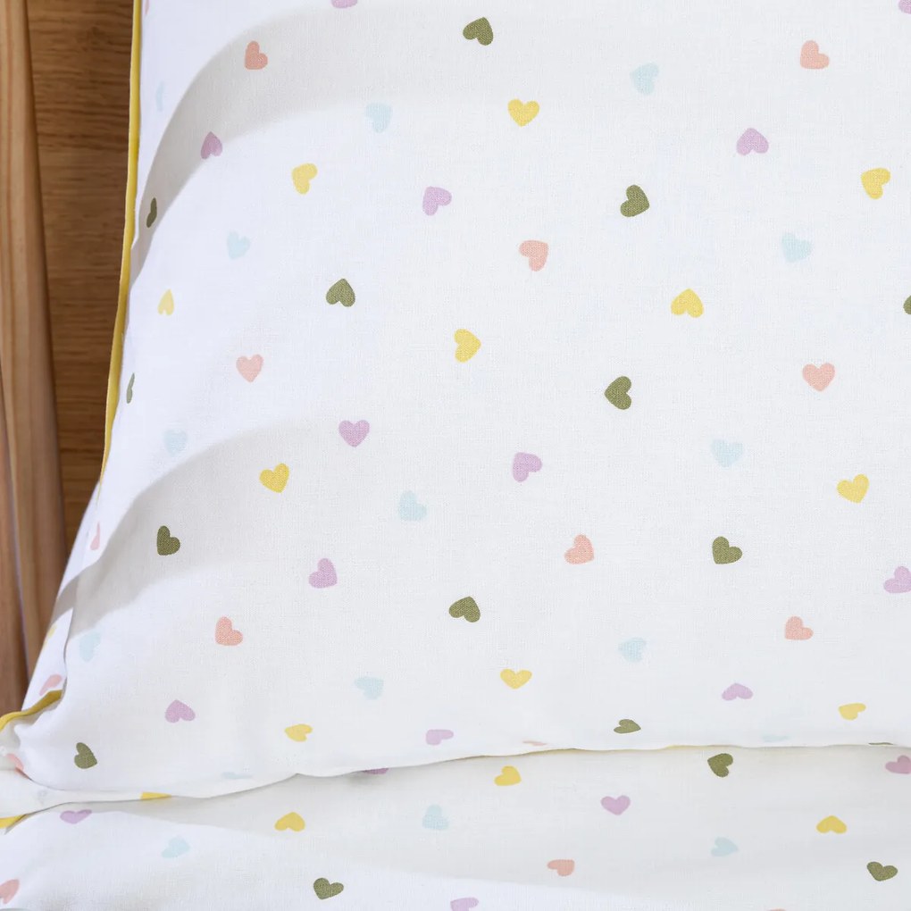 Kussensloop voor babybed, biologisch katoen, hartjesprint, SCACCO