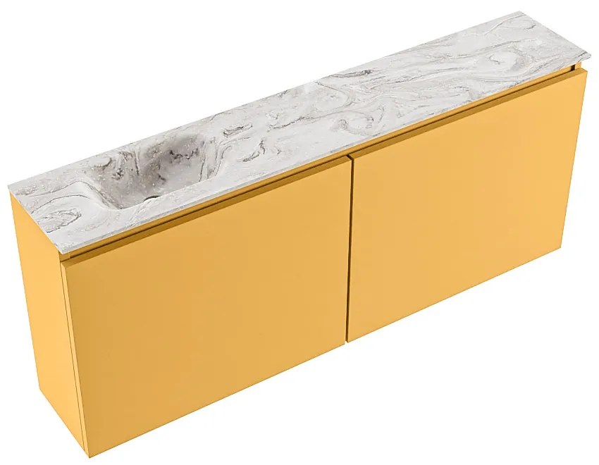 Mondiaz Ture DLux toiletmeubel 120cm ocher met wastafel glace links met kraangat