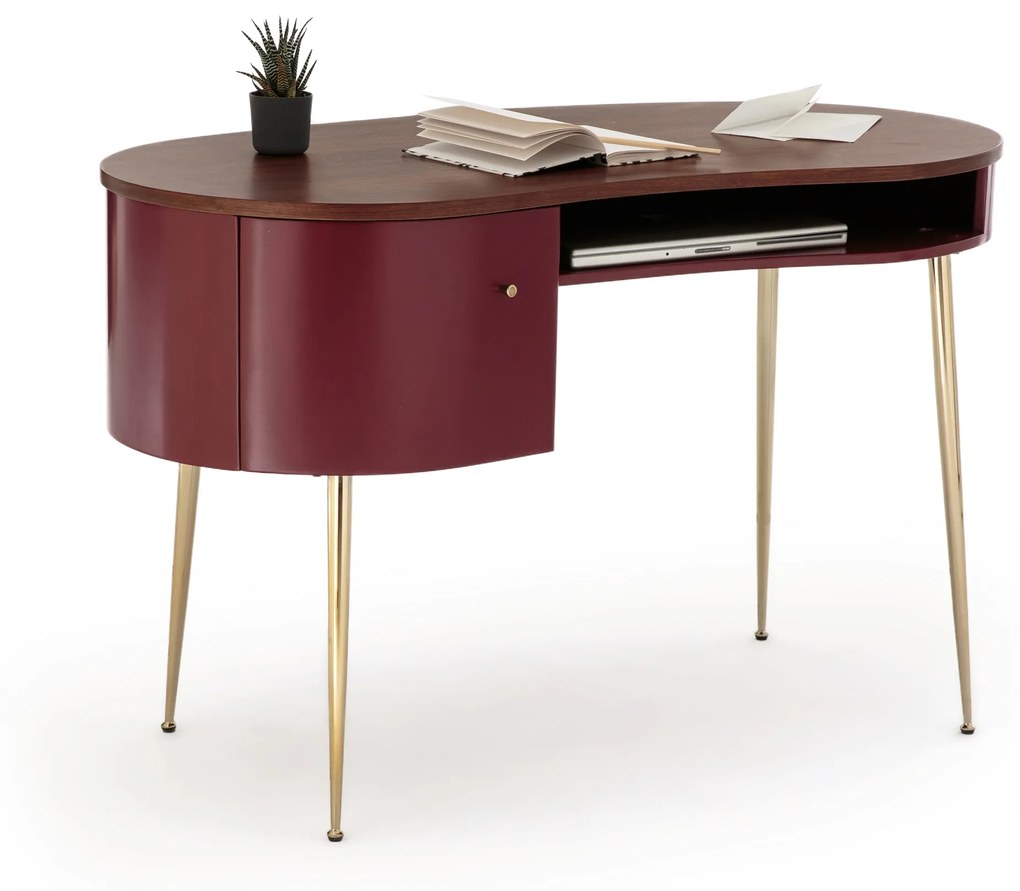 Bureau vintage met laagje notelaar, Topim