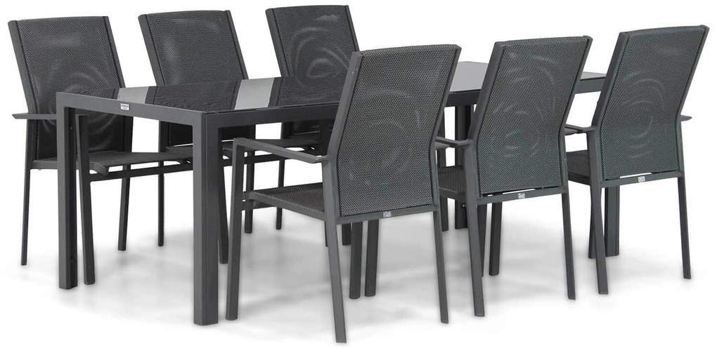 Tuinset 6 personen 210 cm Aluminium/textileen Grijs Presto Ricadi/Mondello