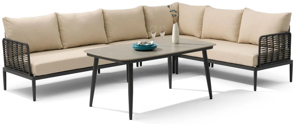 Hoek loungeset 6 personen Aluminium/wicker Grijs Coco Ibiza