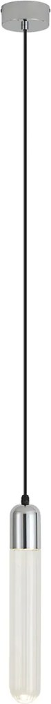 Art Deco hanglamp chrome met ribbel glas IP44 - Walcott