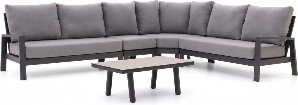 Hoek loungeset Tierra Outdoor | 6 personen | Loungeset Grijs | Hoekbank Aluminium | 385x318cm | Kees Smit Tuinmeubelen