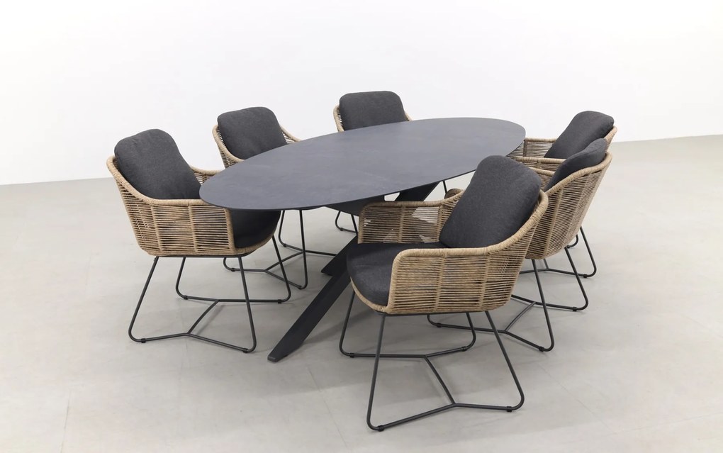 Belmond naturel/Privada 240x107 - Ovale tuinset - 7-delig