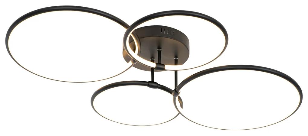 Plafondlamp zwart incl. LED 3-staps dimbaar 4-lichts - Joaniqa Modern rond Binnenverlichting Lamp