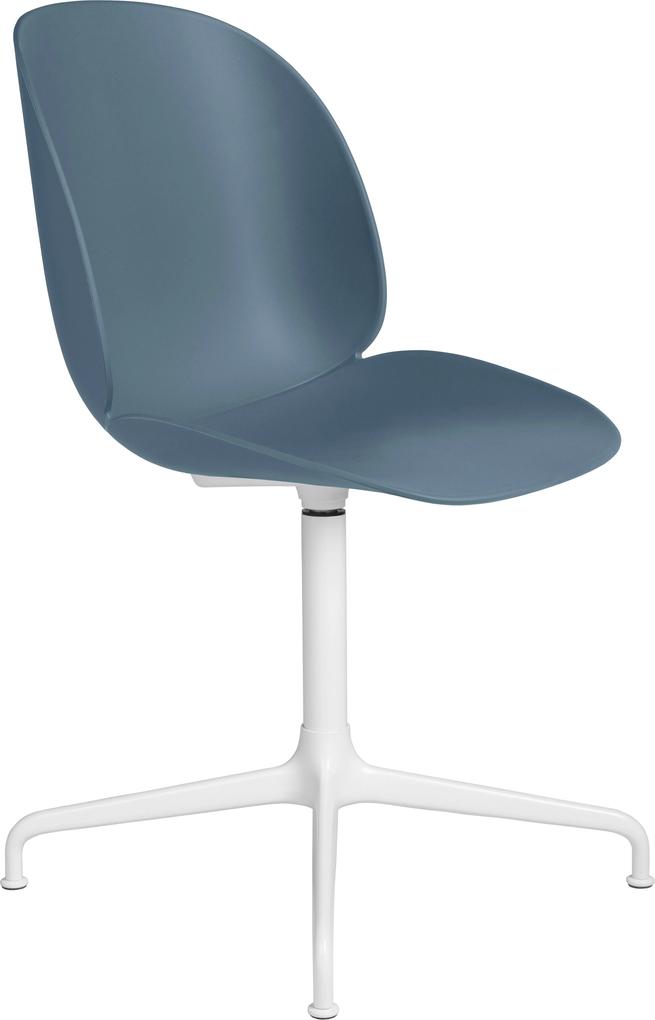 Gubi Beetle stoel met wit aluminium swivel onderstel blue grey
