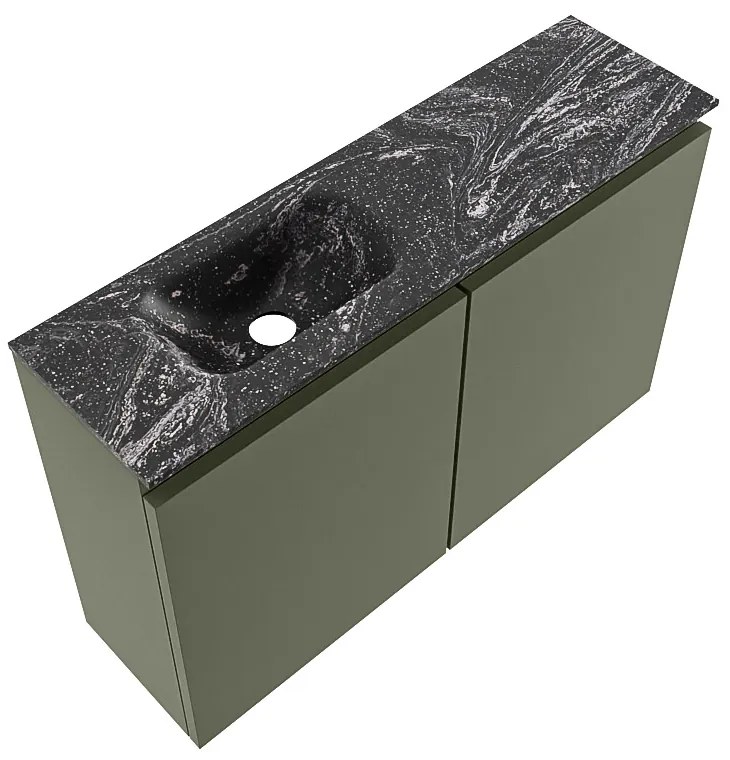 Mondiaz Ture DLux toiletmeubel 80cm army met wastafel lava links zonder kraangat