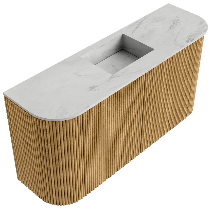 Mondiaz Joya DLux 85cm toiletmeubel ronding links/rechts oak met wastafel faye midden 1 kraangat opalo
