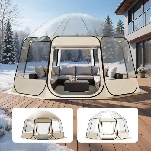 VEVOR Pop-up Bubble Tent, 458 x 432 x 230 cm, Transparante Kampeertent, Tuinkoepel Iglo Tent met Ramen, Sporttent, 540° Panoramisch Uitzicht, voor 12-15 Personen, Terras, Achtertuin