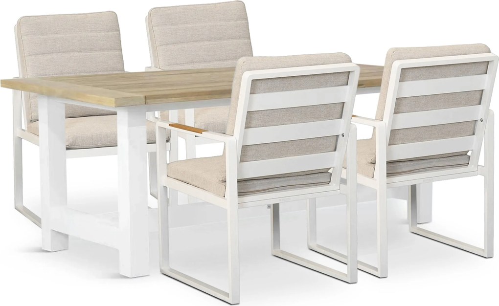 Tuinset 4 personen 200 cm Aluminium Wit Lifestyle Garden Furniture Alessio/Los