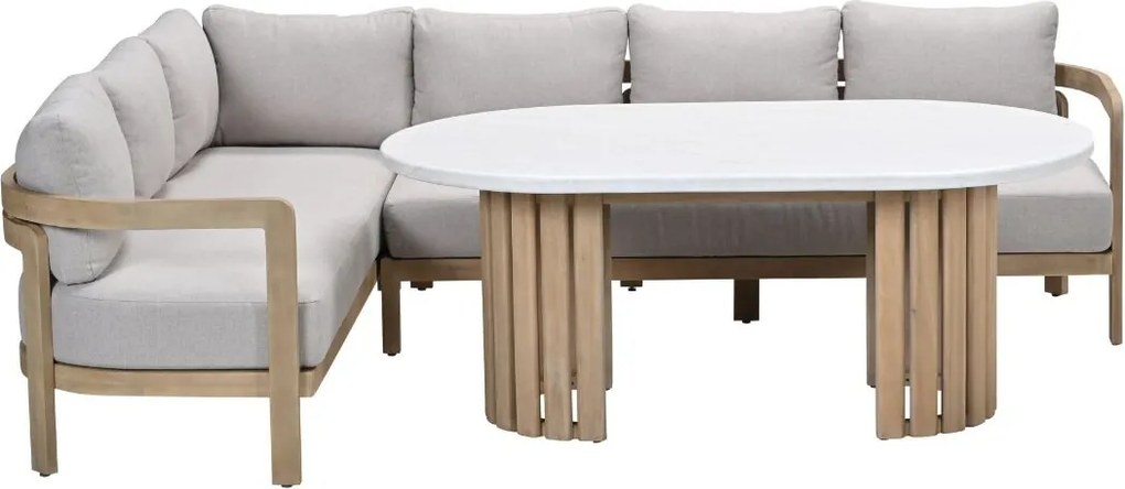 Garden Impressions Sirocco lounge dining set 3-delig links - acacia - grey sand