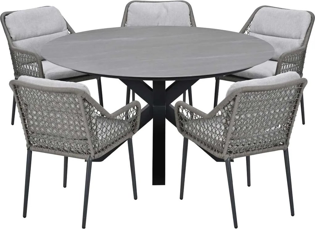Garden Impressions Pemba tuinset 6-delig - Duuk tuintafel Ø150 cm