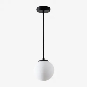 Plafondlamp Ø12 Cm In Ijzer Met Uvol Glazen Bol Zwart - Sklum