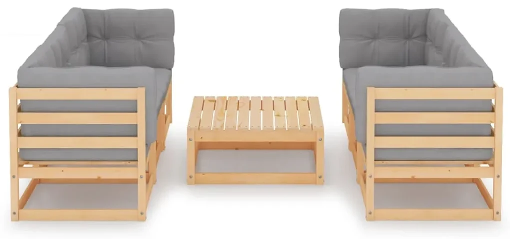 vidaXL 7-delige Loungeset met kussens massief grenenhout
