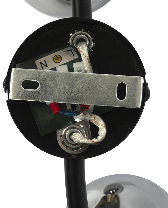 Plafondlamp zwart met messing en glas smoke 2-lichts - Vidro