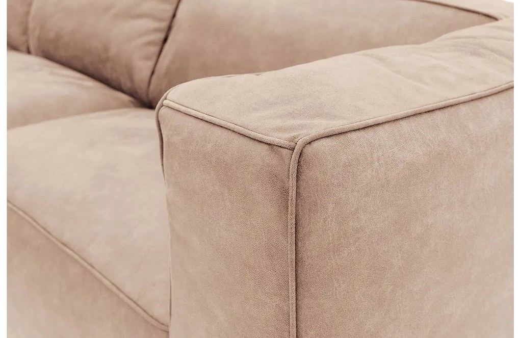 Goossens Bank Calvin beige, micro leer, 3-zits, modern design met ligelement links