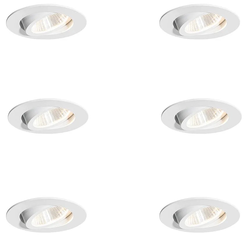Set van 6 inbouwspots wit 6,8cm incl. LED 750 lm dimbaar IP23 - Gaius