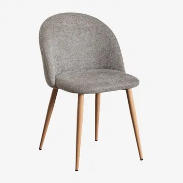 Pack Van 4 Gestoffeerde Eetkamerstoelen Van Staal Kana Natuurlijk Hout & Stof Zandbruin & Stof - Sklum