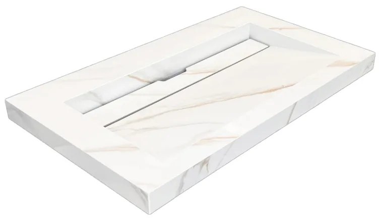 Lambini Designs Quri keramische wastafel 80cm marmer zonder kraangat
