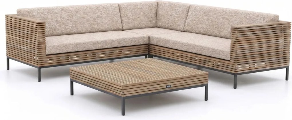 Hoek loungeset ROUGH  | 5 personen | Loungeset Old Teak Greywash | Hoekbank Teakhout | 250x250cm | Kees Smit Tuinmeubelen