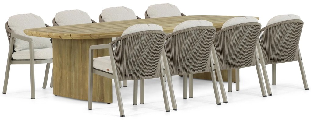 Tuinset 8 personen 300 cm Aluminium/rope Taupe Santika Furniture Santika