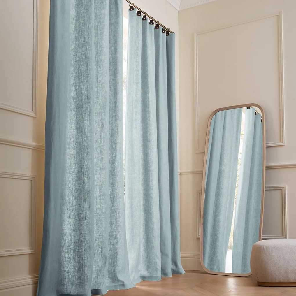 Gordijn in gewassen gevoerd linnen met ringen, Private