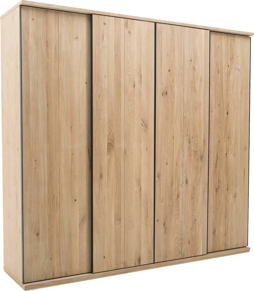 Goossens Excellent Kledingkast Wood, 240 cm breed, 223 cm hoog, 4 massief hout schuifdeuren