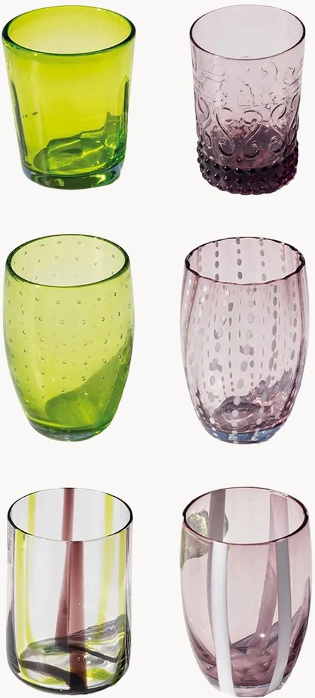 Handgemaakte glazen tumblers Melting Pot, 6-delig