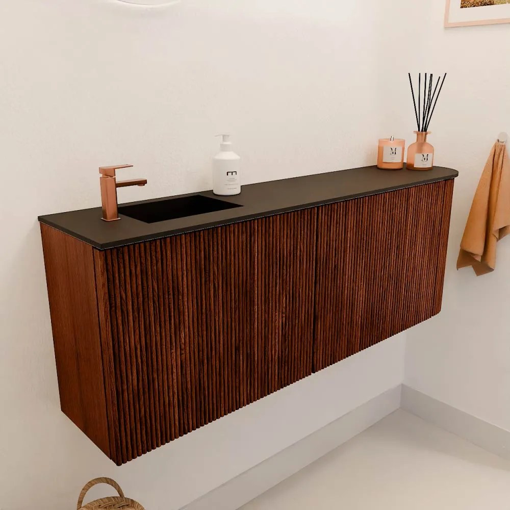 Mondiaz Joya 110cm toiletmeubel ronding rechts ruby met wastafel faye links 1 kraangat urban